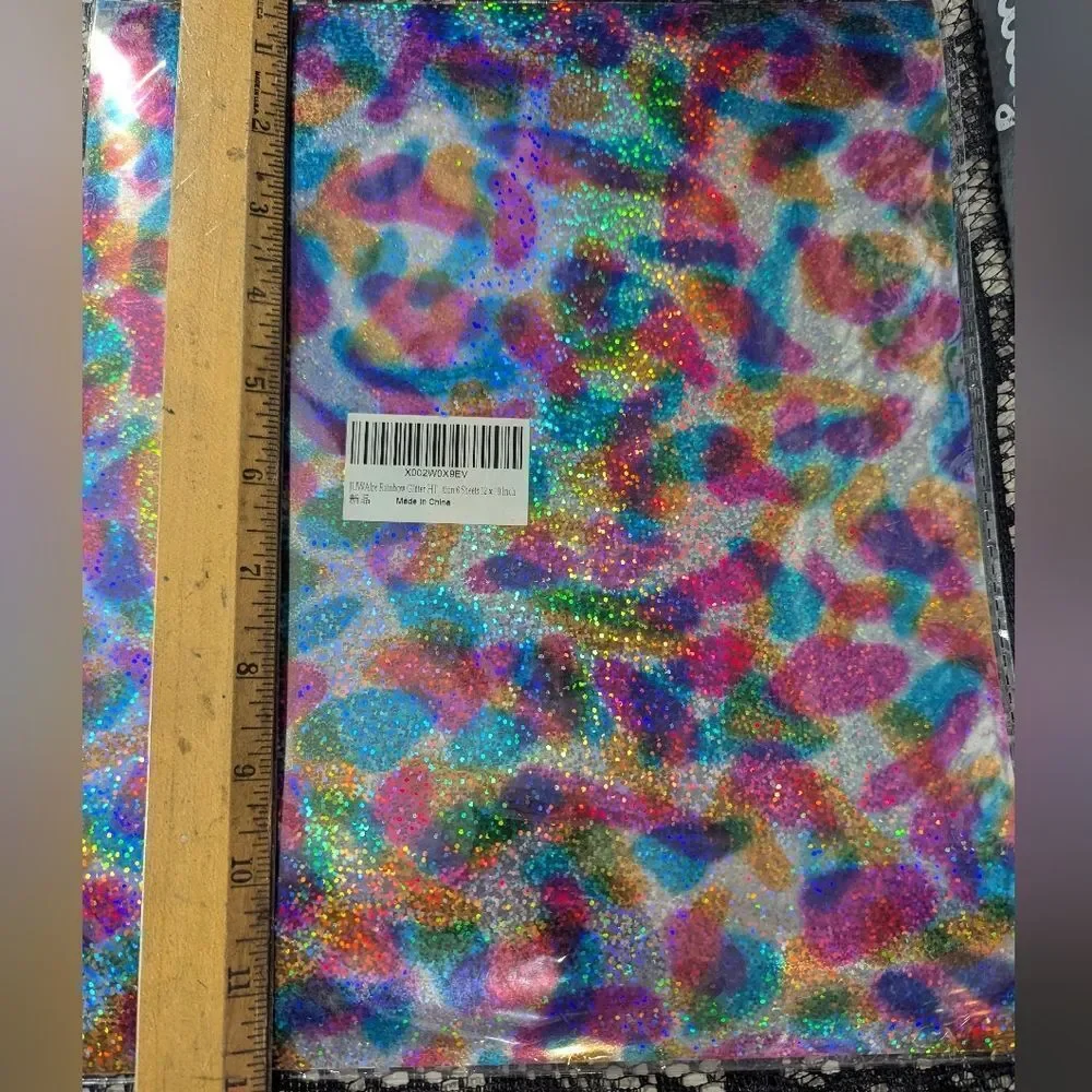 💎2/25 Holographic Rainbow Glitter Heat Transfer Vinyl 12x10 In - 6 Sheets Total